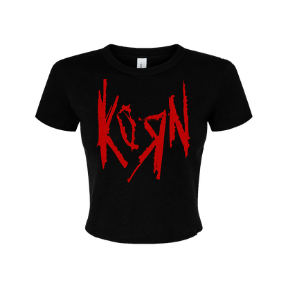 a black t - shirt with the word korn on it