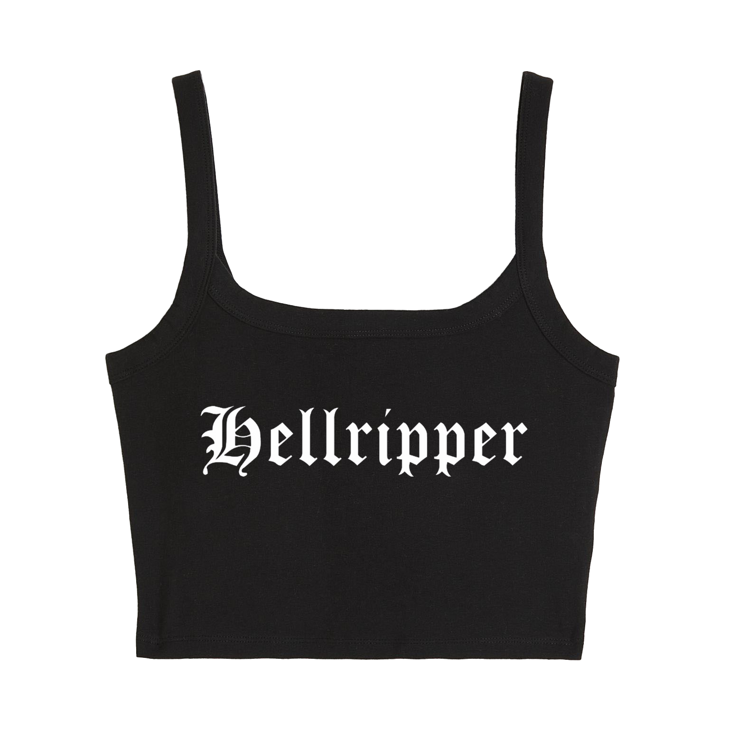 a black crop top with the word bellriper printed on it