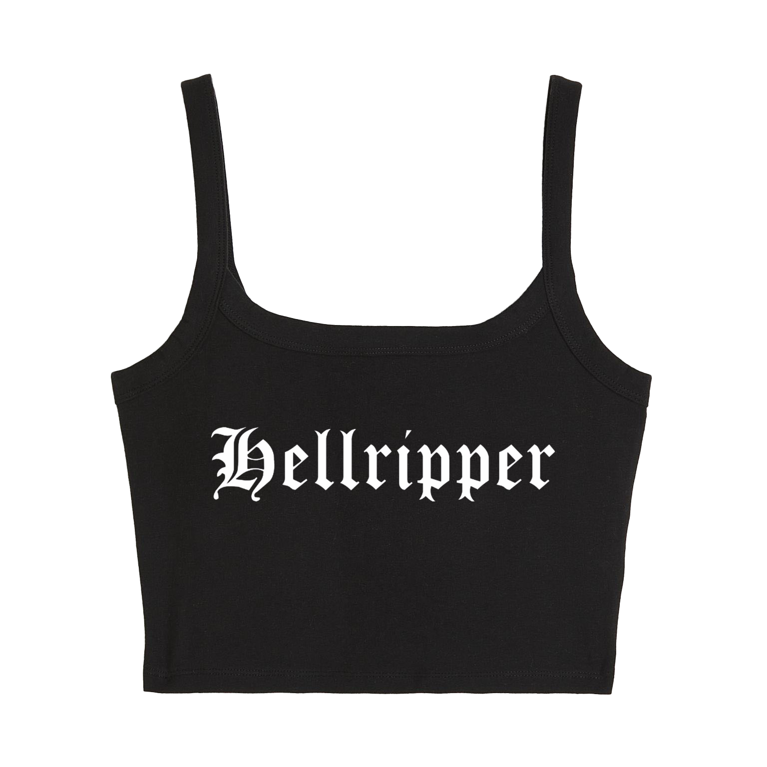 a black crop top with the word bellriper printed on it