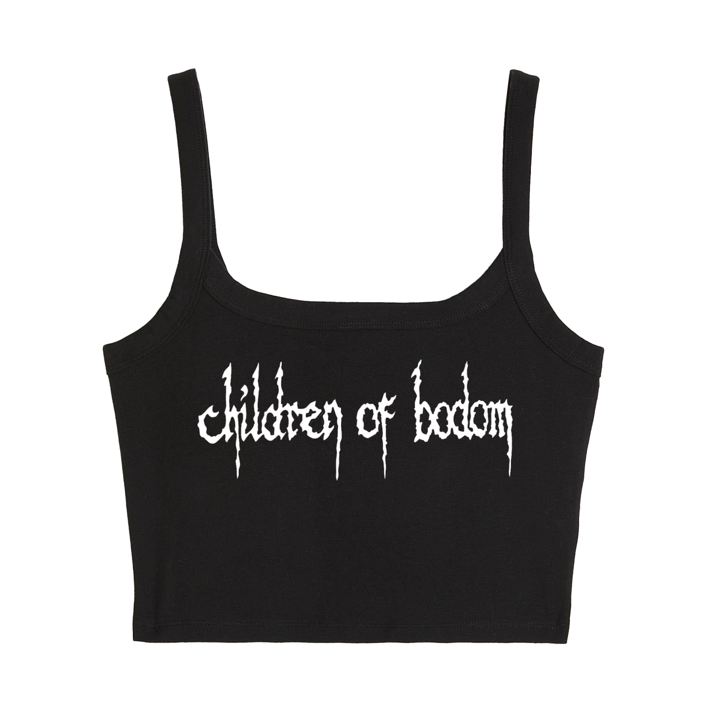 a black crop top with the word children of boredom printed on it