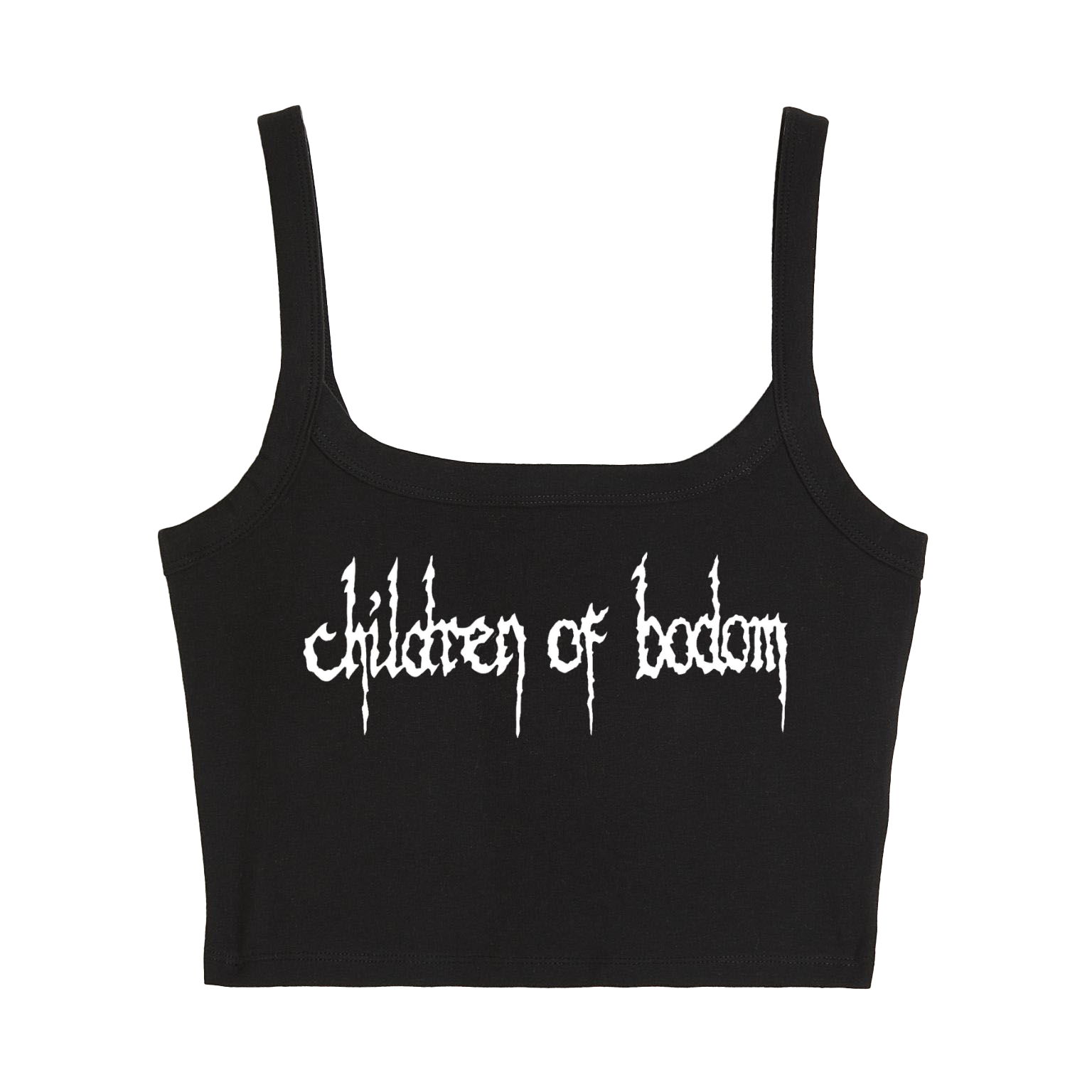 a black crop top with the word children of boredom printed on it