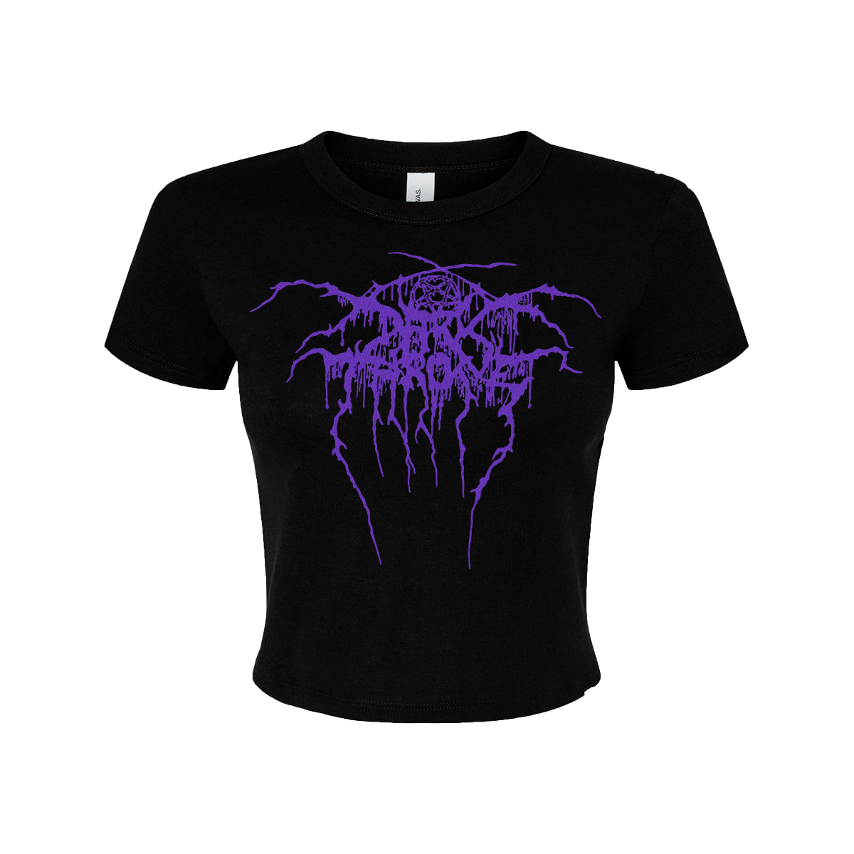 a black t - shirt with purple lightning on it