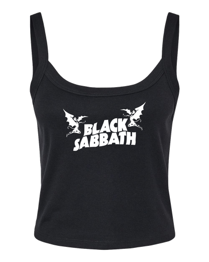 A black tank top with the text "BLACK SABBATH" printed on it.