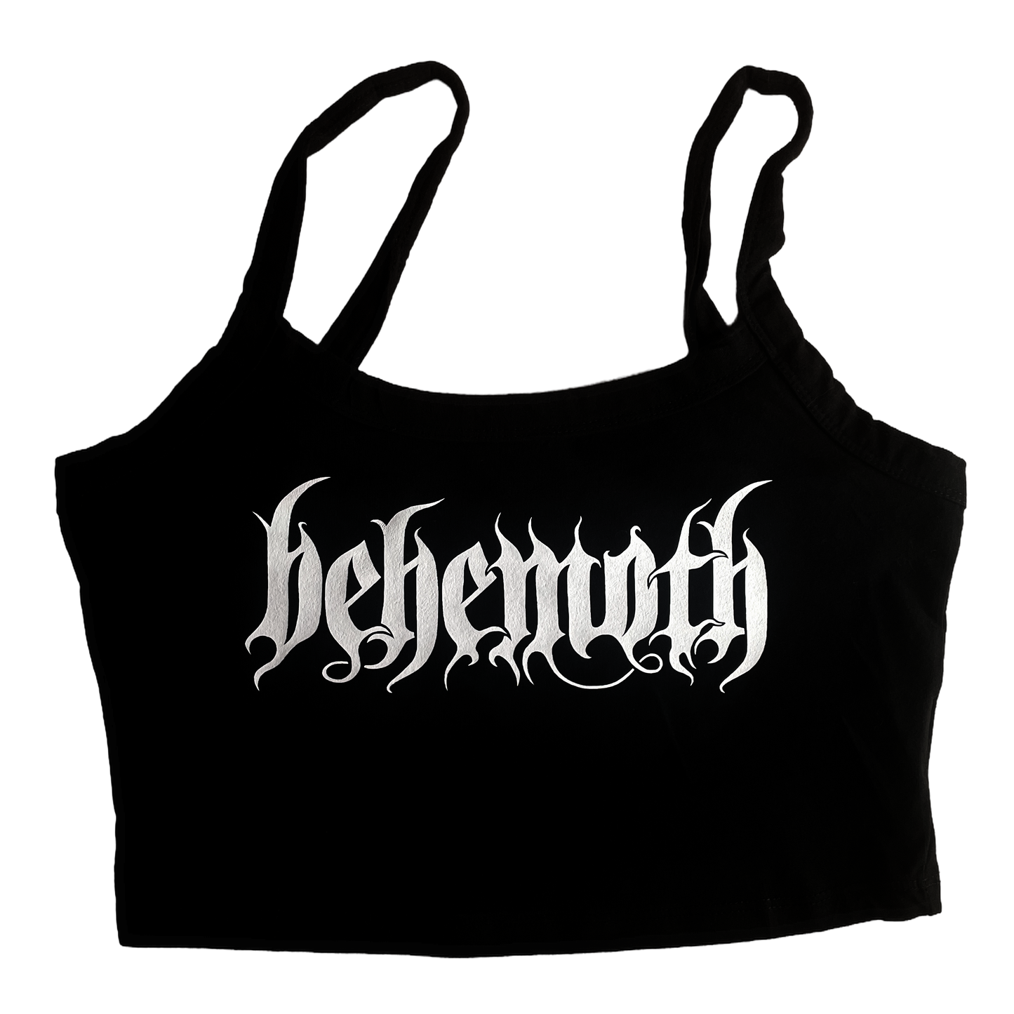 a black tank top with the word behemoth printed on it