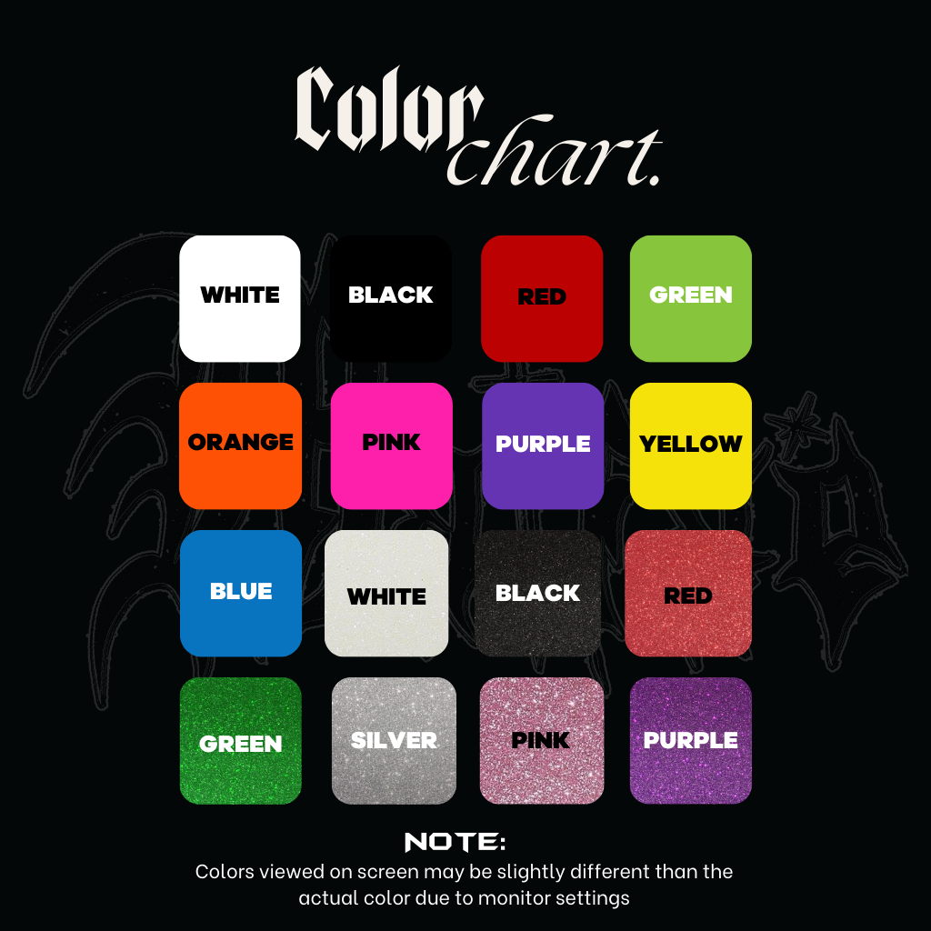 a poster with different colors of black, white, red, purple, and green