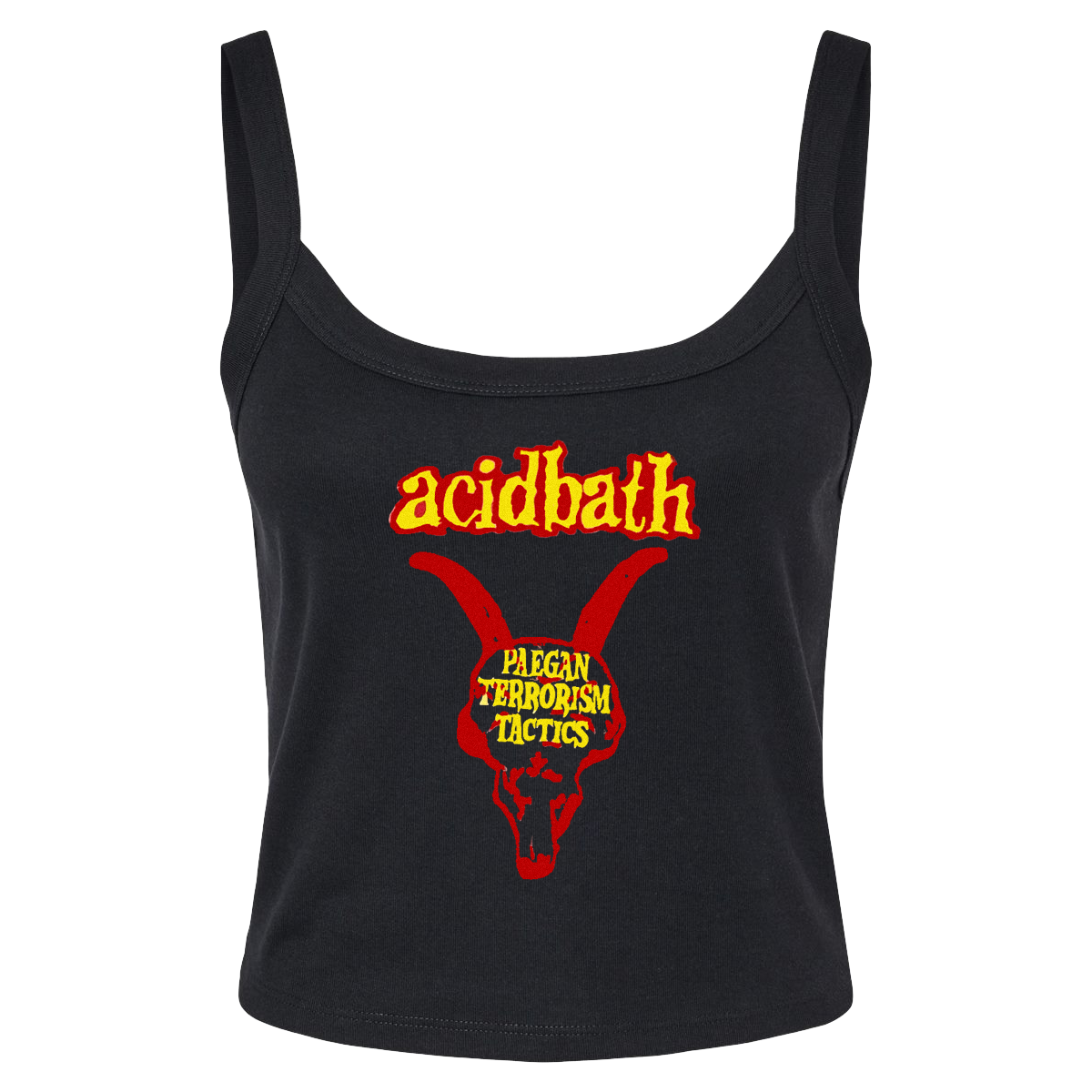 a women's tank top with the words acidbath on it