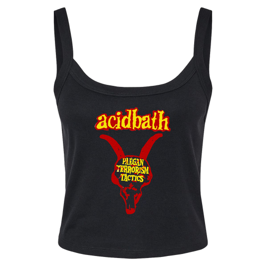 a women's tank top with the words acidbath on it