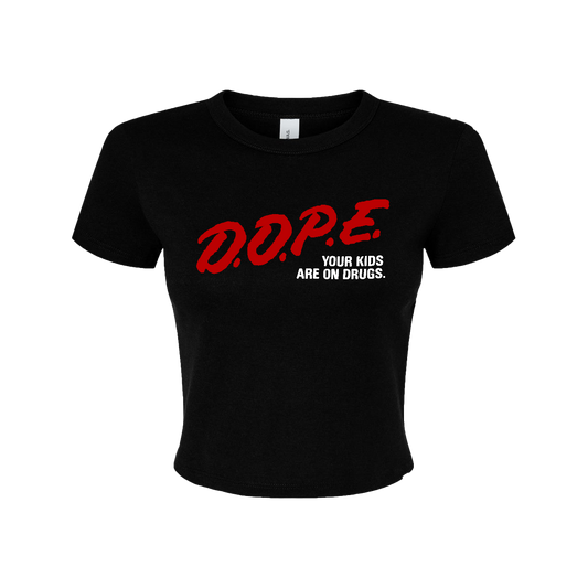 a black t - shirt with the words dope on it